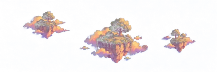 Several small garden islands floating near each other — the archipelago of people